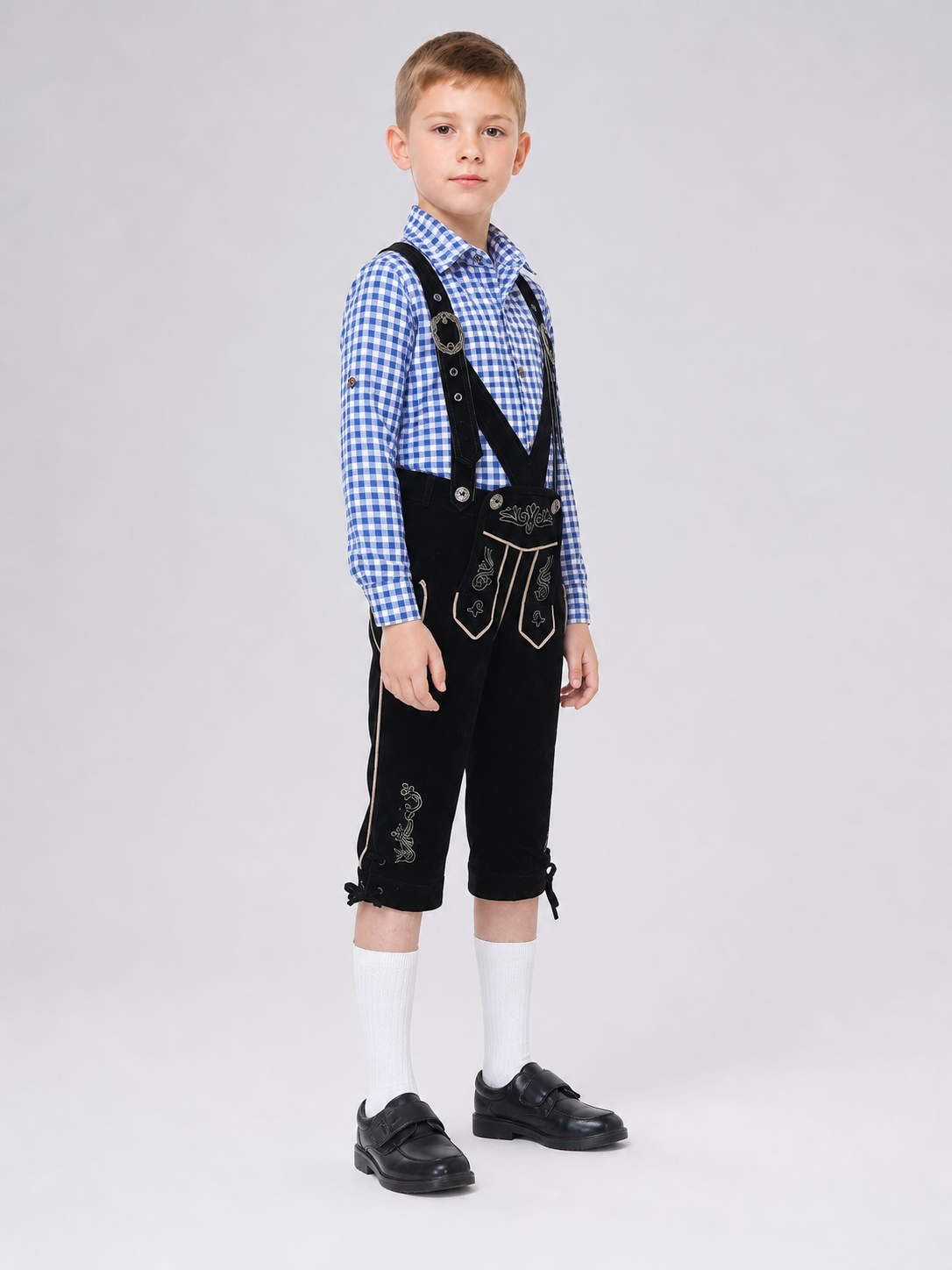Kids' Plaid Suspender Suit for Celebrations