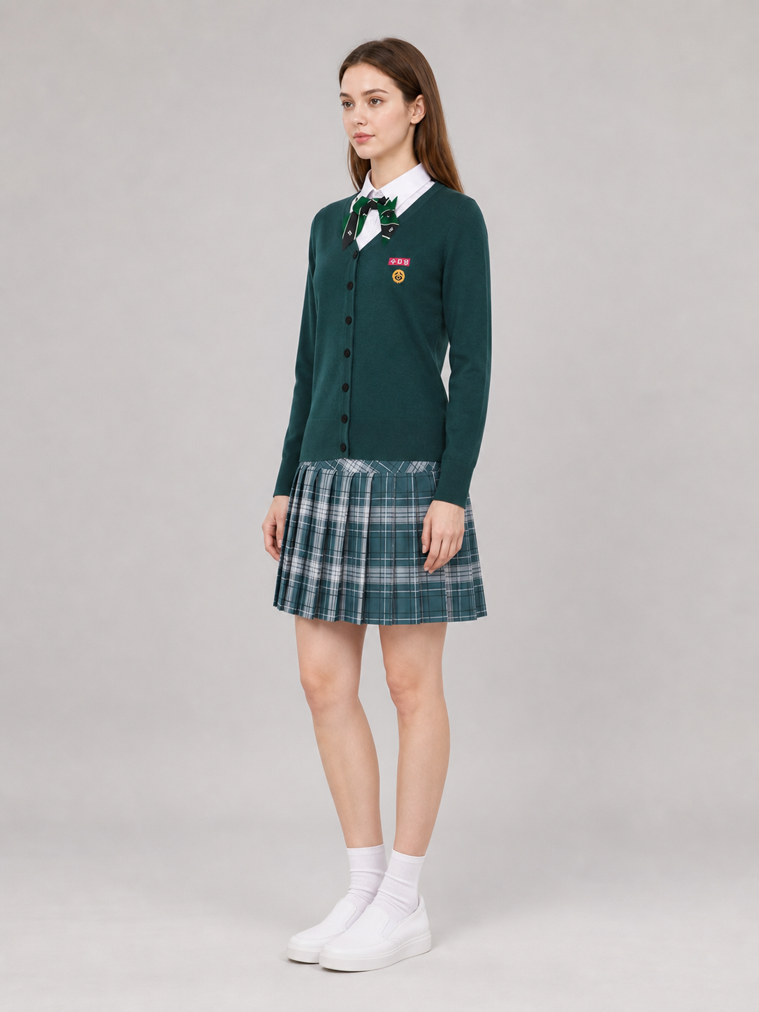 School Uniform Cosplay Costume: Cardigan, Shirt, and Skirt