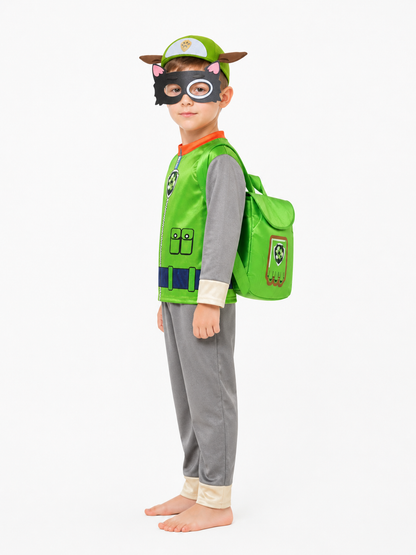 Paw Patrol Rocky Kids' Costume with Mask and Backpack side view