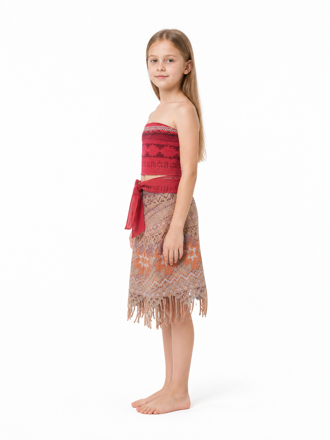 Moana Carnival Costume, Two-Piece, with Fringe side view