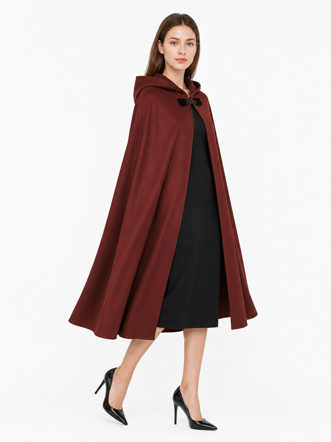 Burgundy Hooded Carnival Cloak for Cosplay