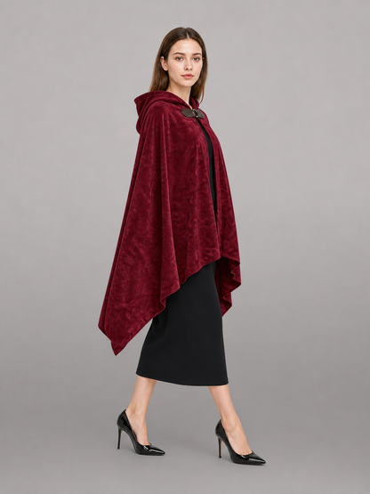 Burgundy Hooded Carnival Cloak