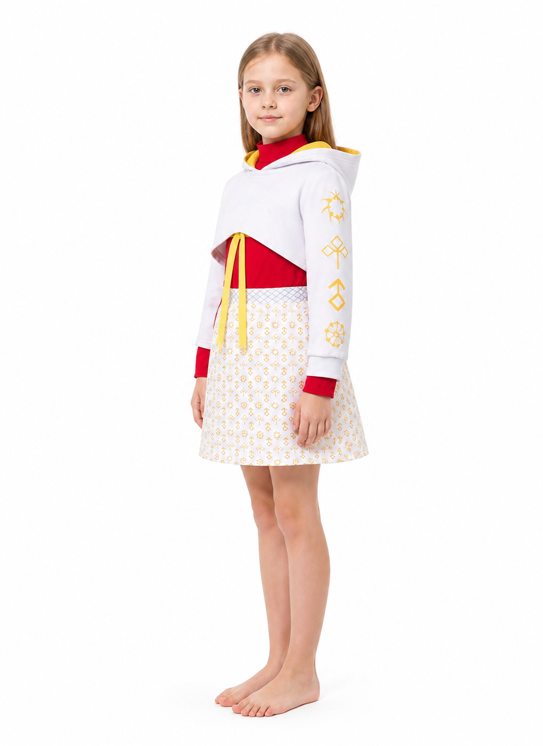 Zombie Cosplay Costume: White and Red, Asymmetrical Sleeves side view