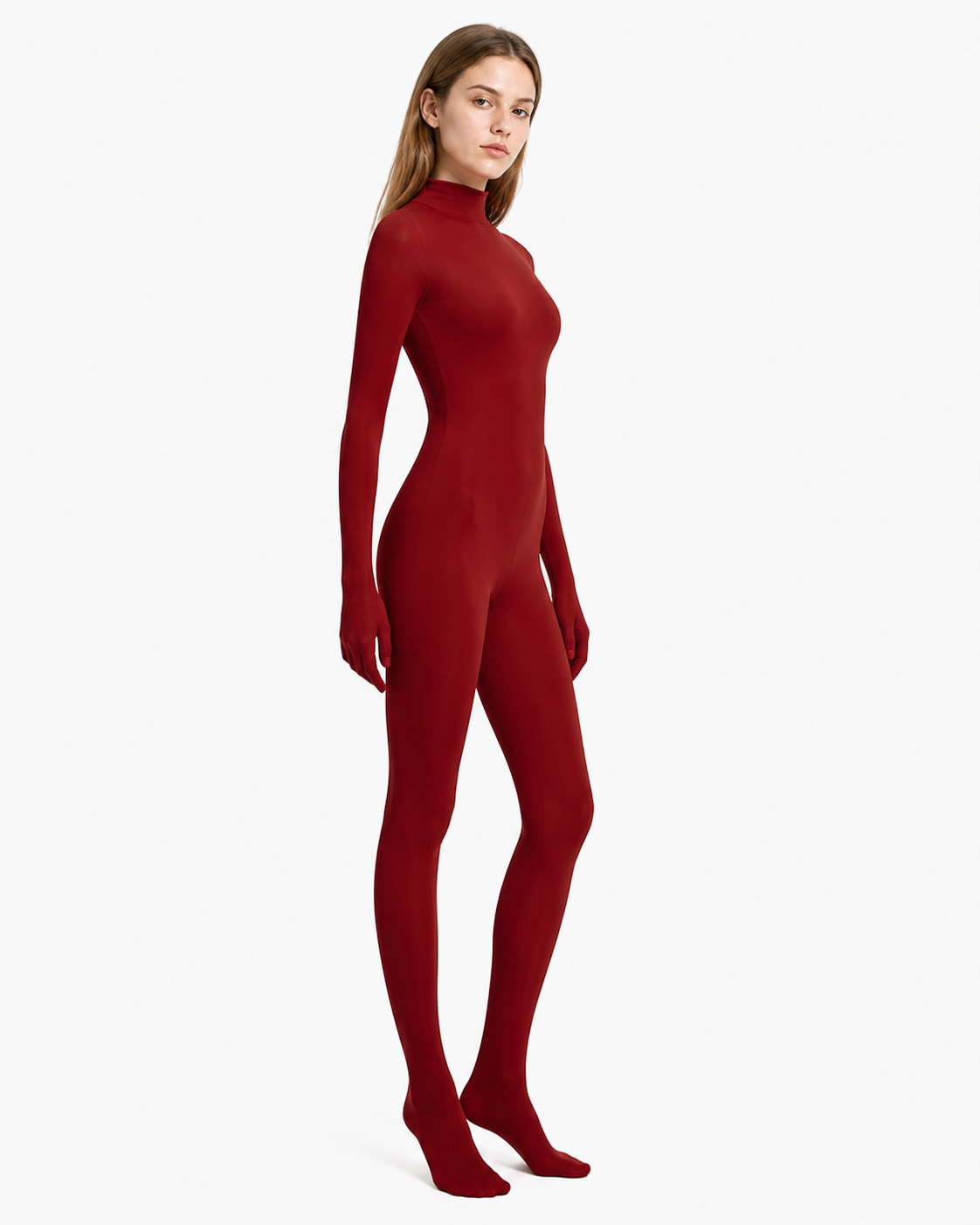 Red Jumpsuit with Covered Hands and Feet side view