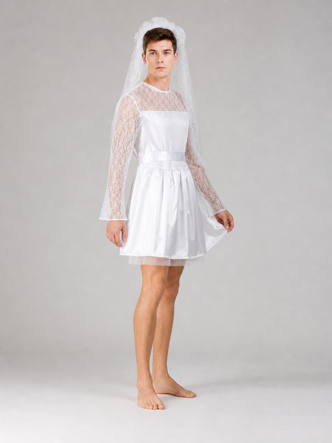 Wedding costume dress with veil for a celebration