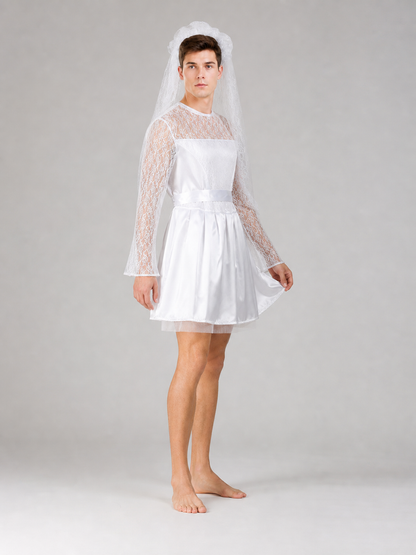 Wedding costume dress with veil for a celebration