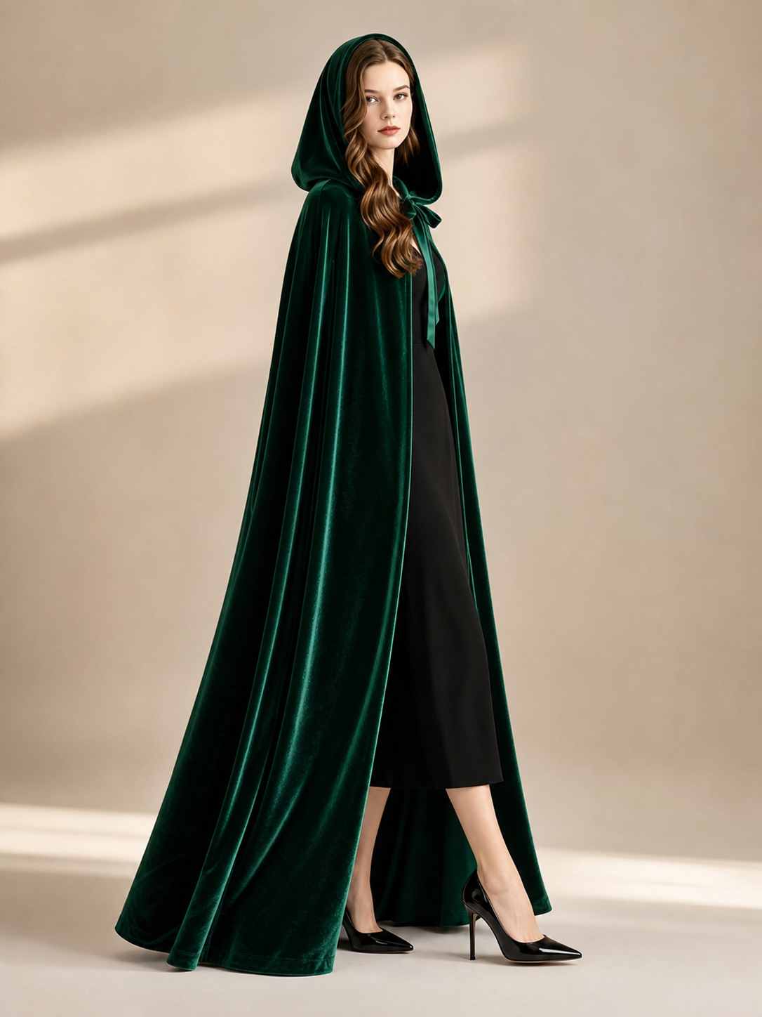 Green Carnival Cloak with Hood, 110 cm