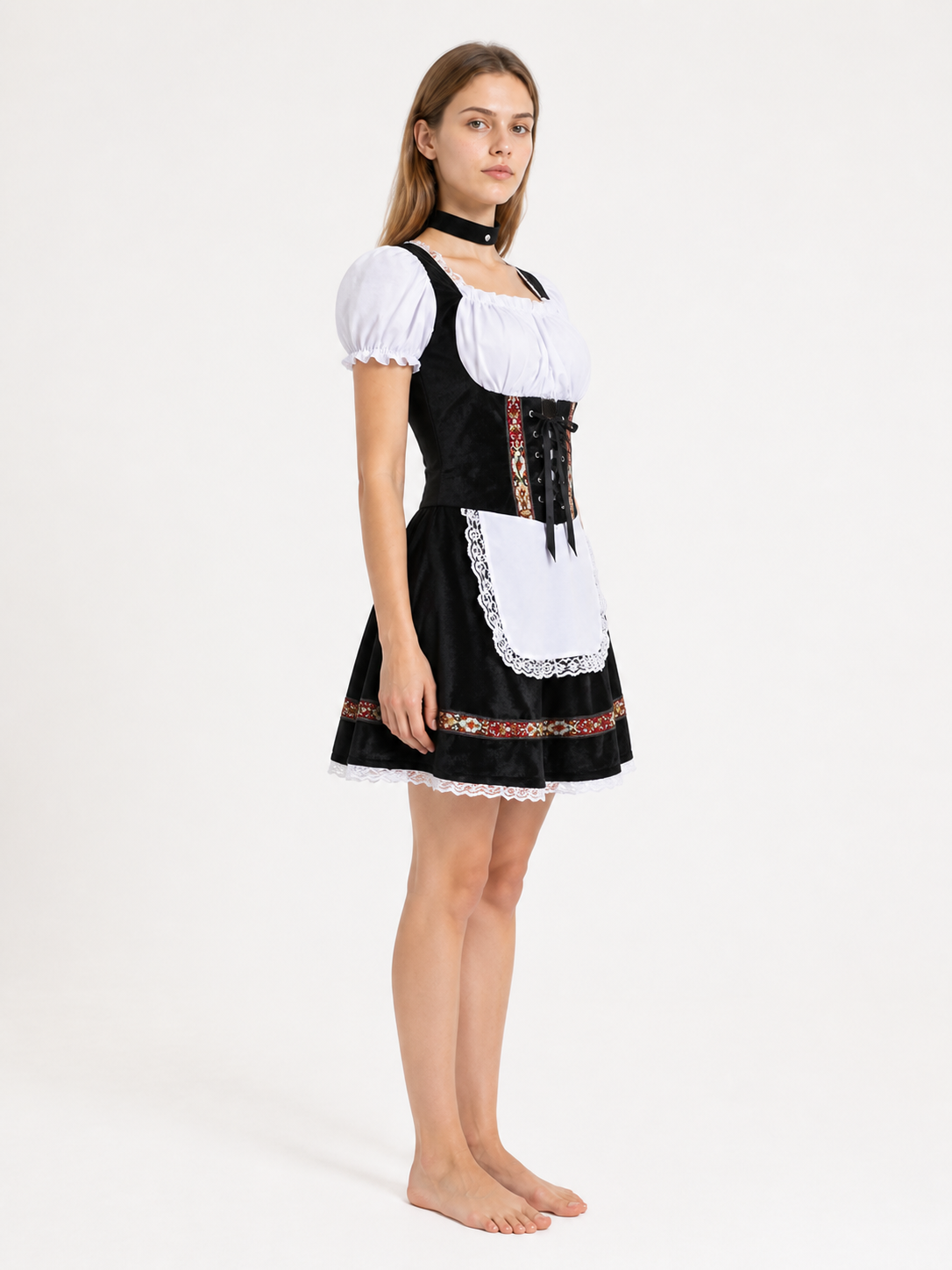 Bavarian Festive Dress with Apron and Lace side view