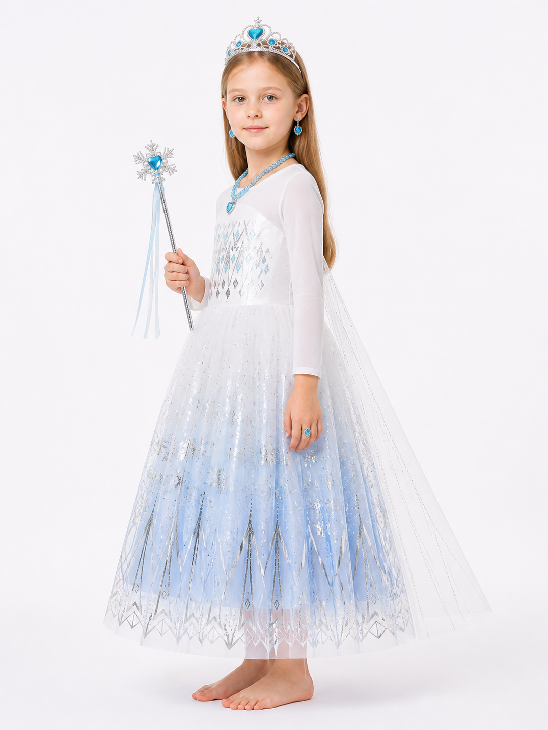 Elsa Dress with Snowflakes for Parties side view