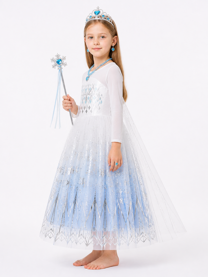 Elsa Dress with Snowflakes for Parties side view