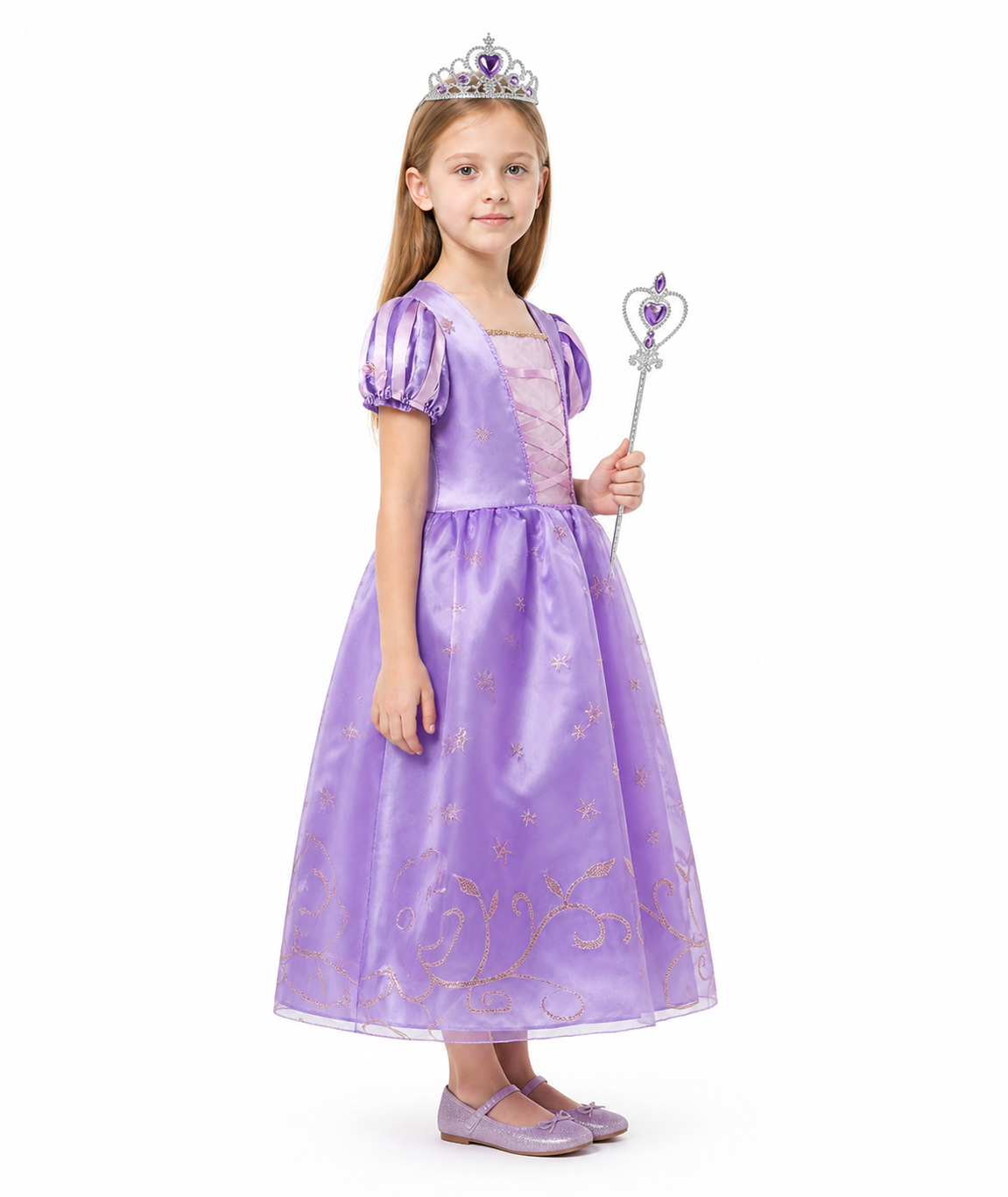 Halloween Princess Dress with Crown and Wand side view