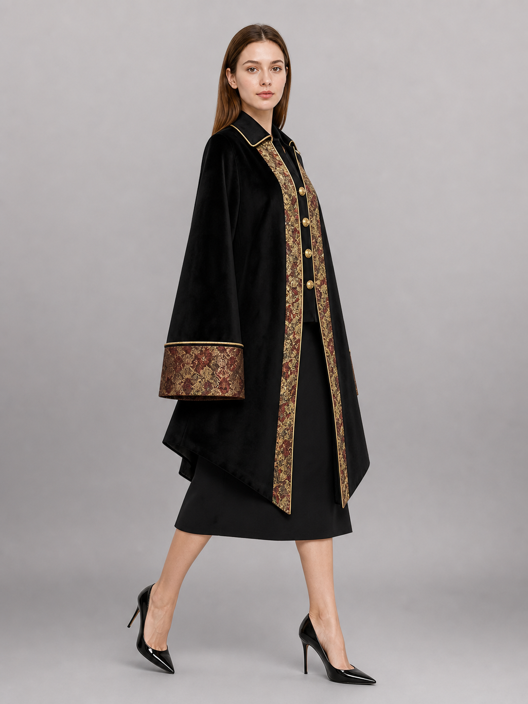 Black Carnival Tailcoat with Gold Buttons