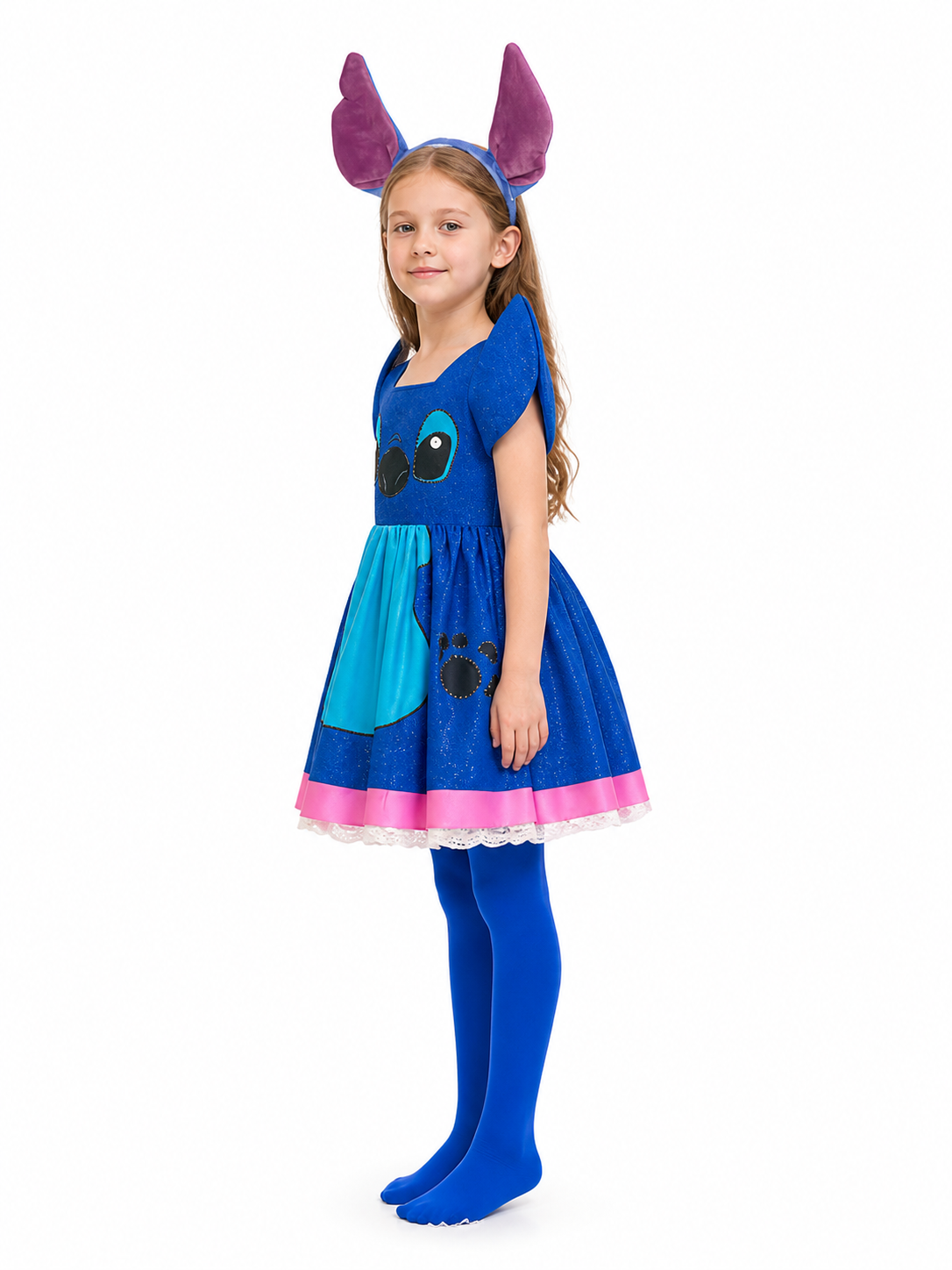 Children's Stitch Costume with Ears for Halloween side view