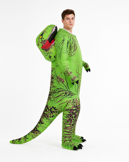 Green Dinosaur Costume with Long Tail side view