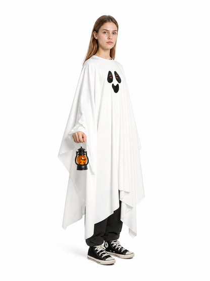 Hooded Ghost Costume with Long Hem side view