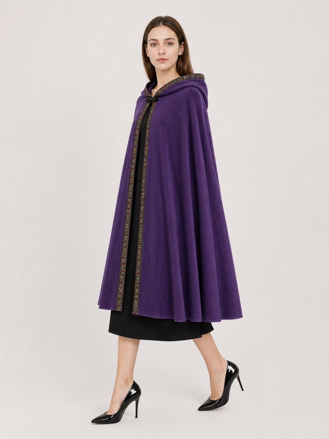 Purple Hooded Velvet Costume Cape product view 33