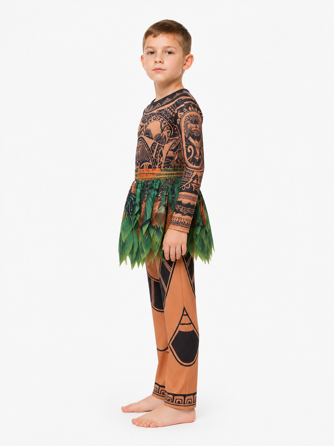 Carnival Jumpsuit with Tattoo Print and Feathers side view