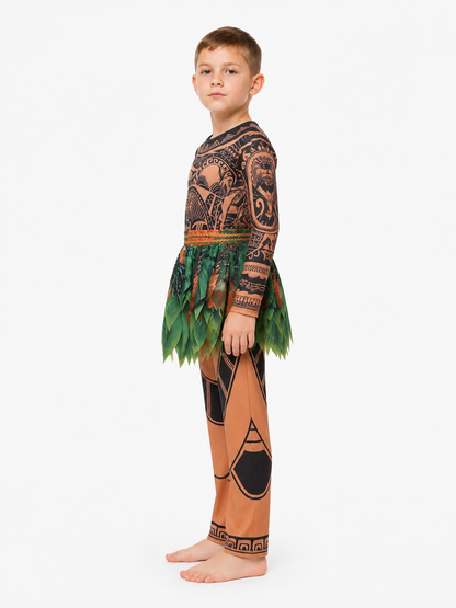 Carnival Jumpsuit with Tattoo Print and Feathers side view