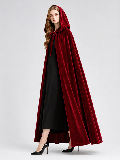 Burgundy Carnival Cape with Hood, 110 cm