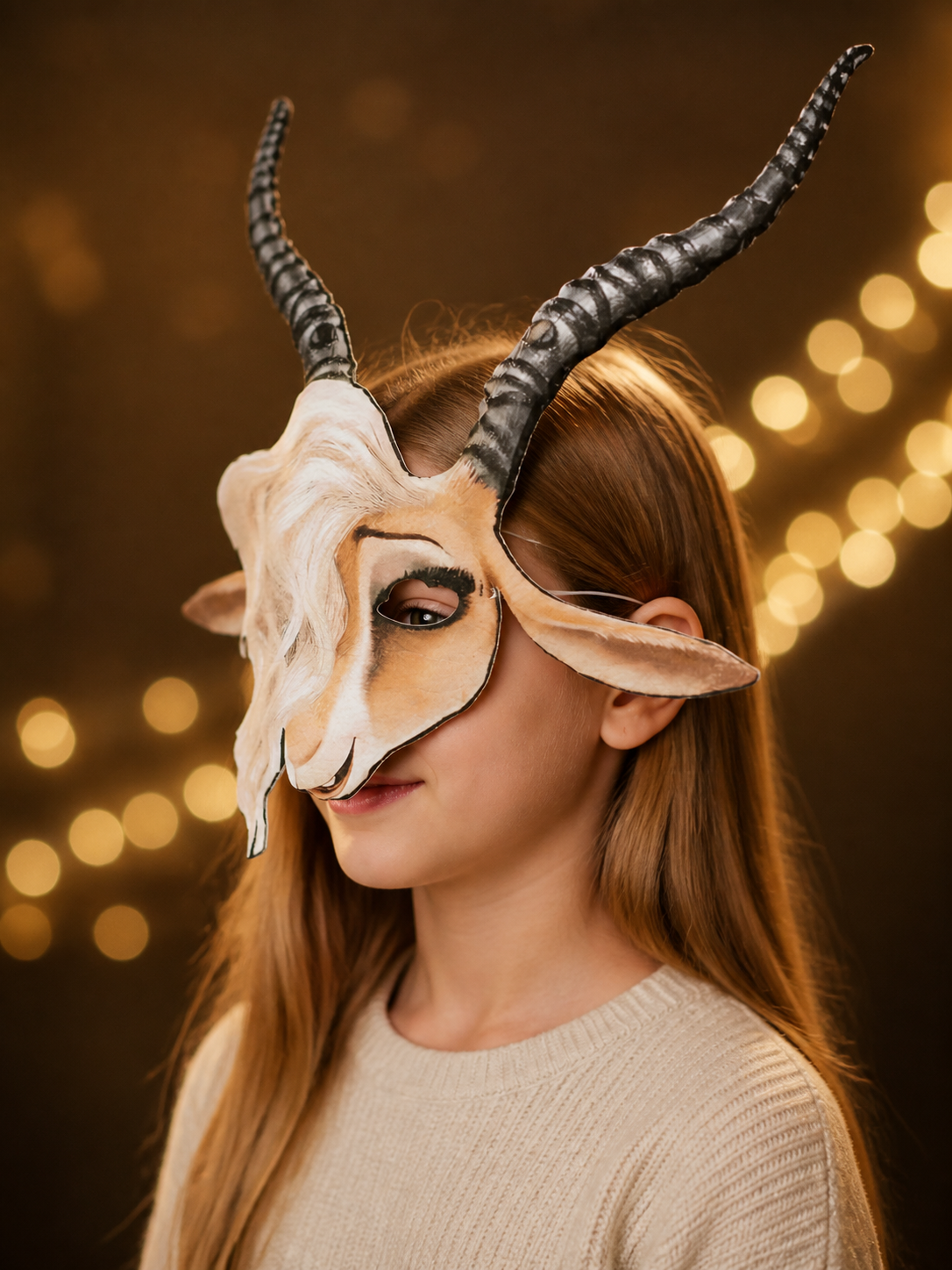 Carnival Mask with Horns and Ears for Halloween and Cosplay side view