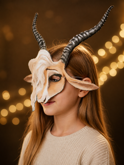 Carnival Mask with Horns and Ears for Halloween and Cosplay side view