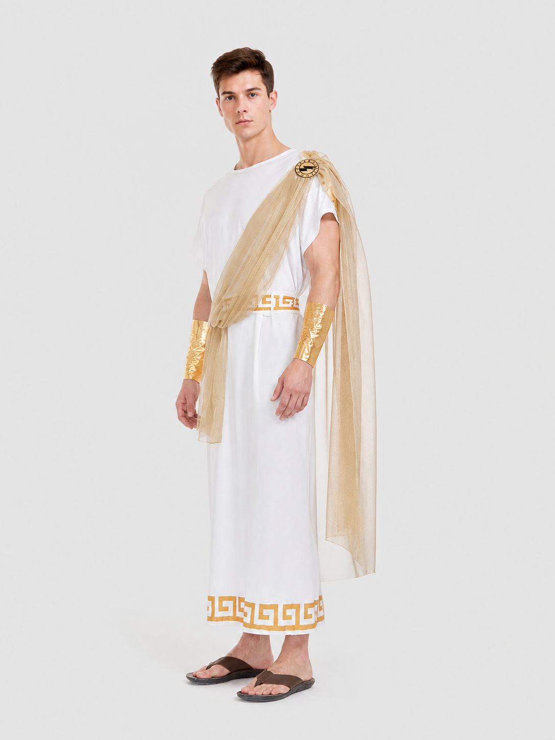 Ancient Greek Costume with Cape, Belt, and Arm Cuffs