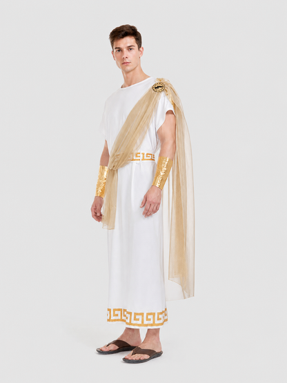 Ancient Greek Costume with Cape, Belt, and Arm Cuffs