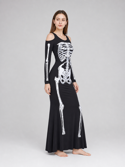 Halloween Skeleton Print Costume Dress