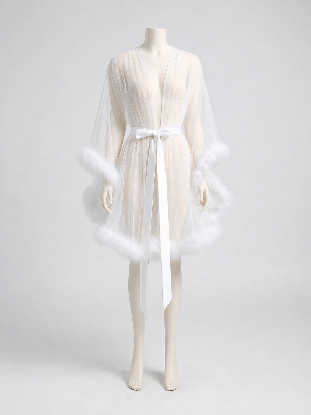 White Sheer Adult Cape with Ties side view