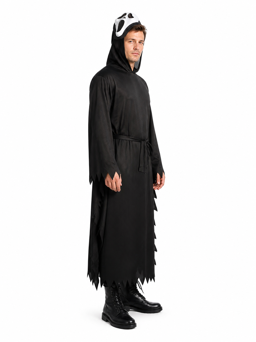 Black Hooded Ghost Costume for Cosplay side view