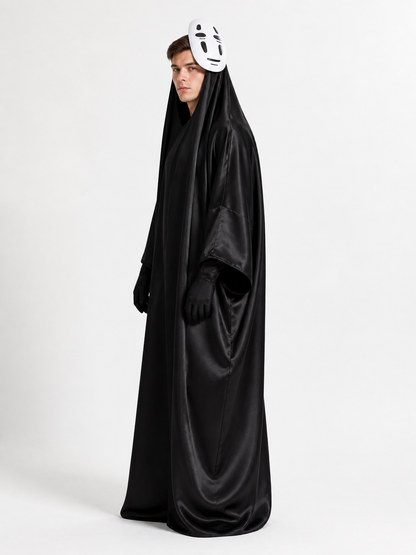 Ghost Costume with Hood and White Mask side view