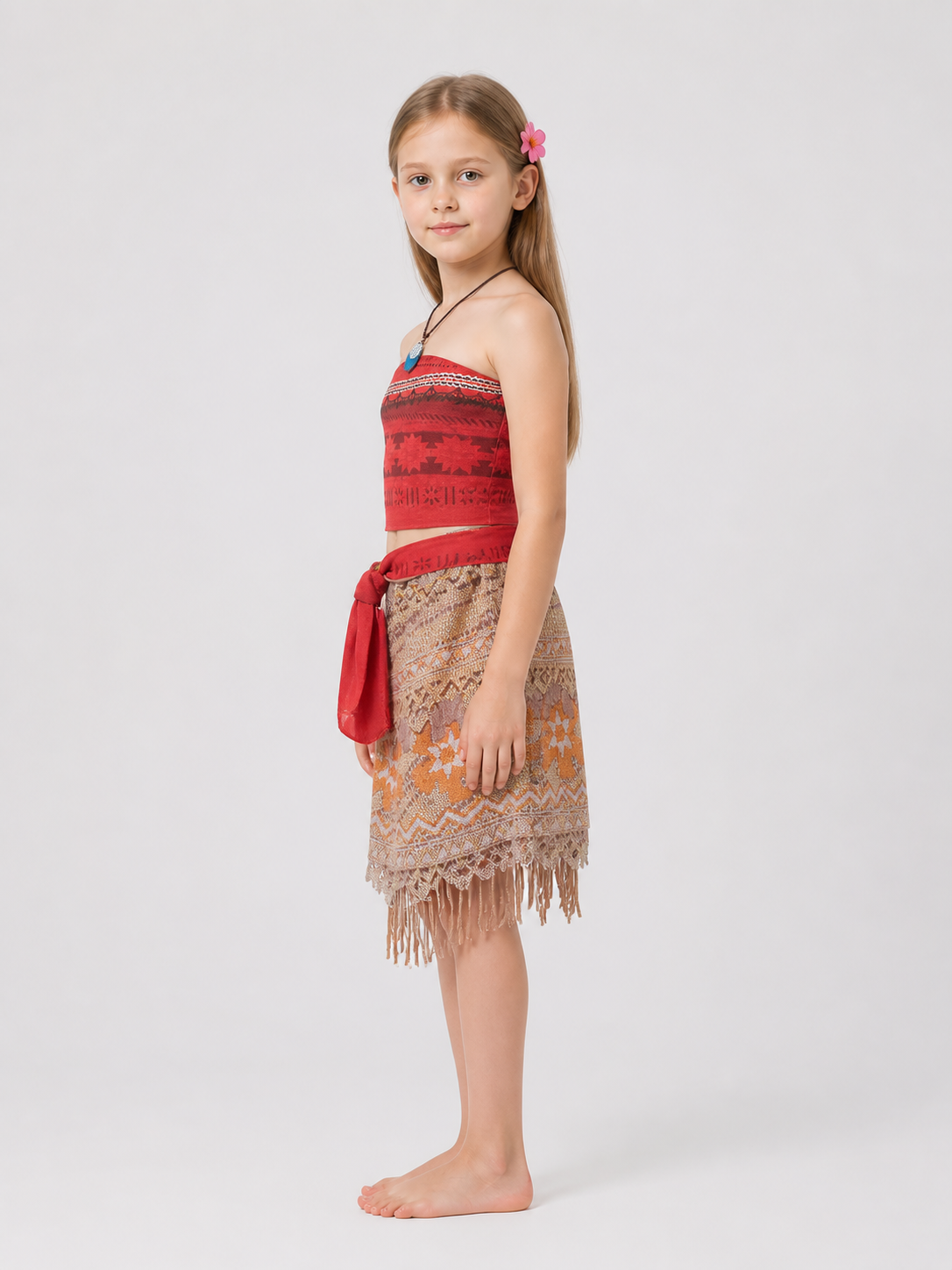 Children's Moana Carnival Costume with Necklace side view