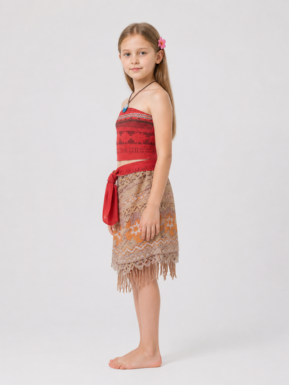 Children's Moana Carnival Costume with Necklace side view