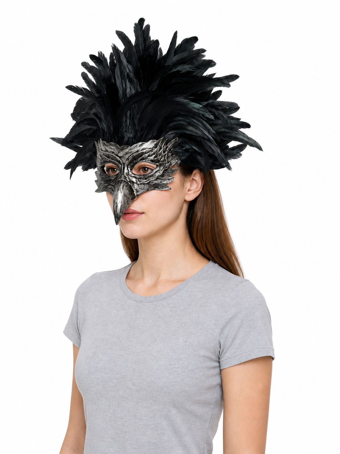 Carnival Eagle Mask with Black Feathers