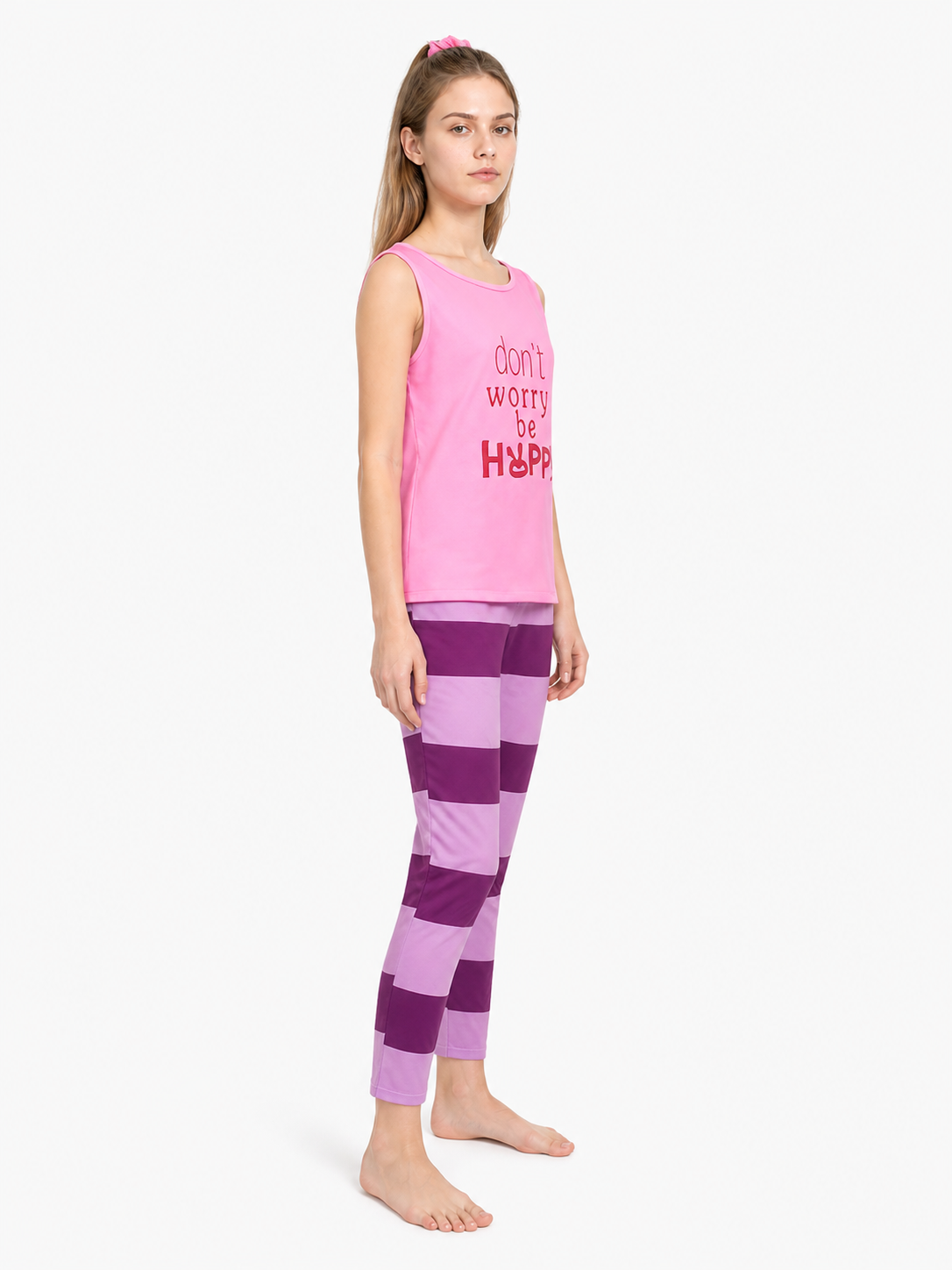 3-Piece Clothing Set: Top, Pants, Hair Tie side view