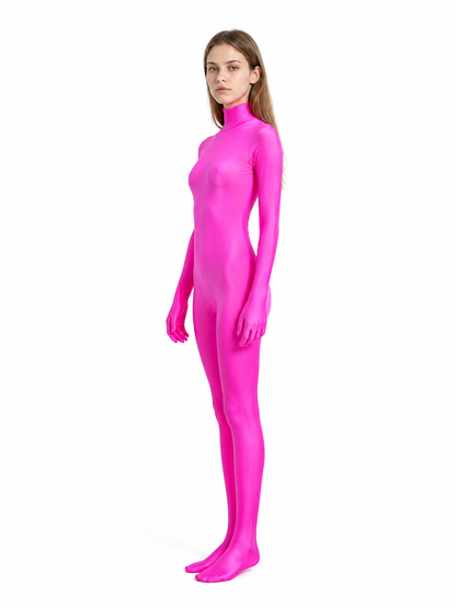 Zentai bodysuit with hood, gloves, and covered feet side view