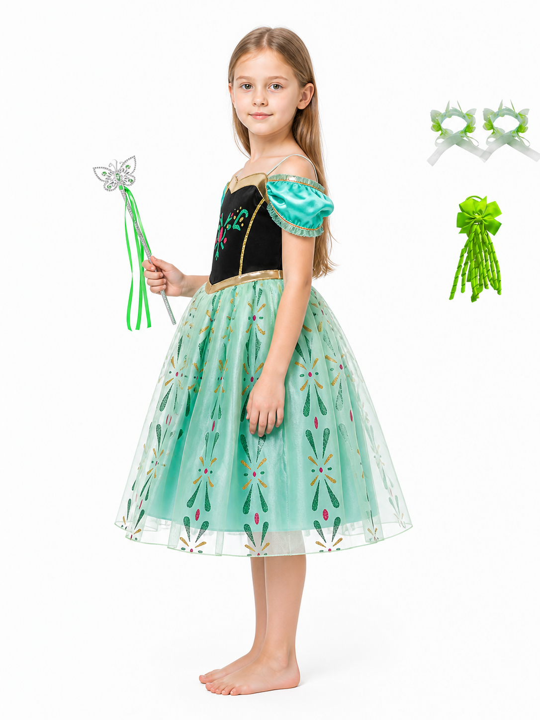Princess Dress with Corset and Full Skirt for Halloween side view
