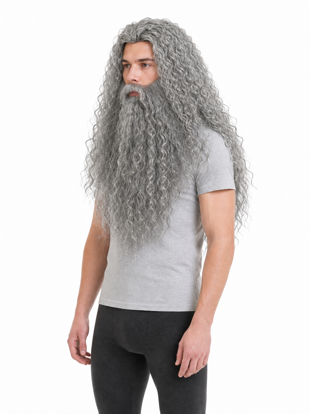 Carnival Wig with Beard for a Wizard Costume