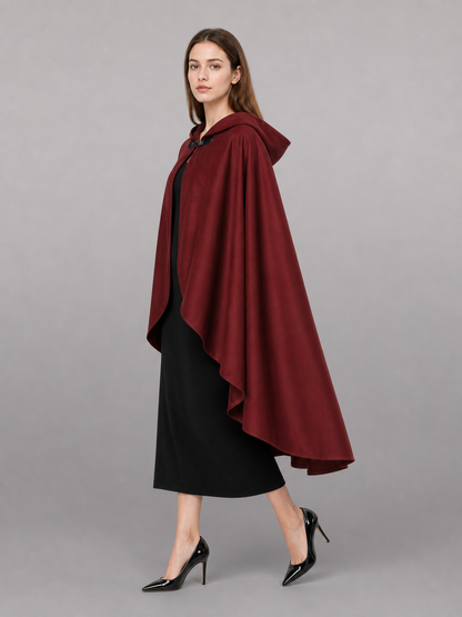 Burgundy Hooded Costume Cloak for Cosplay