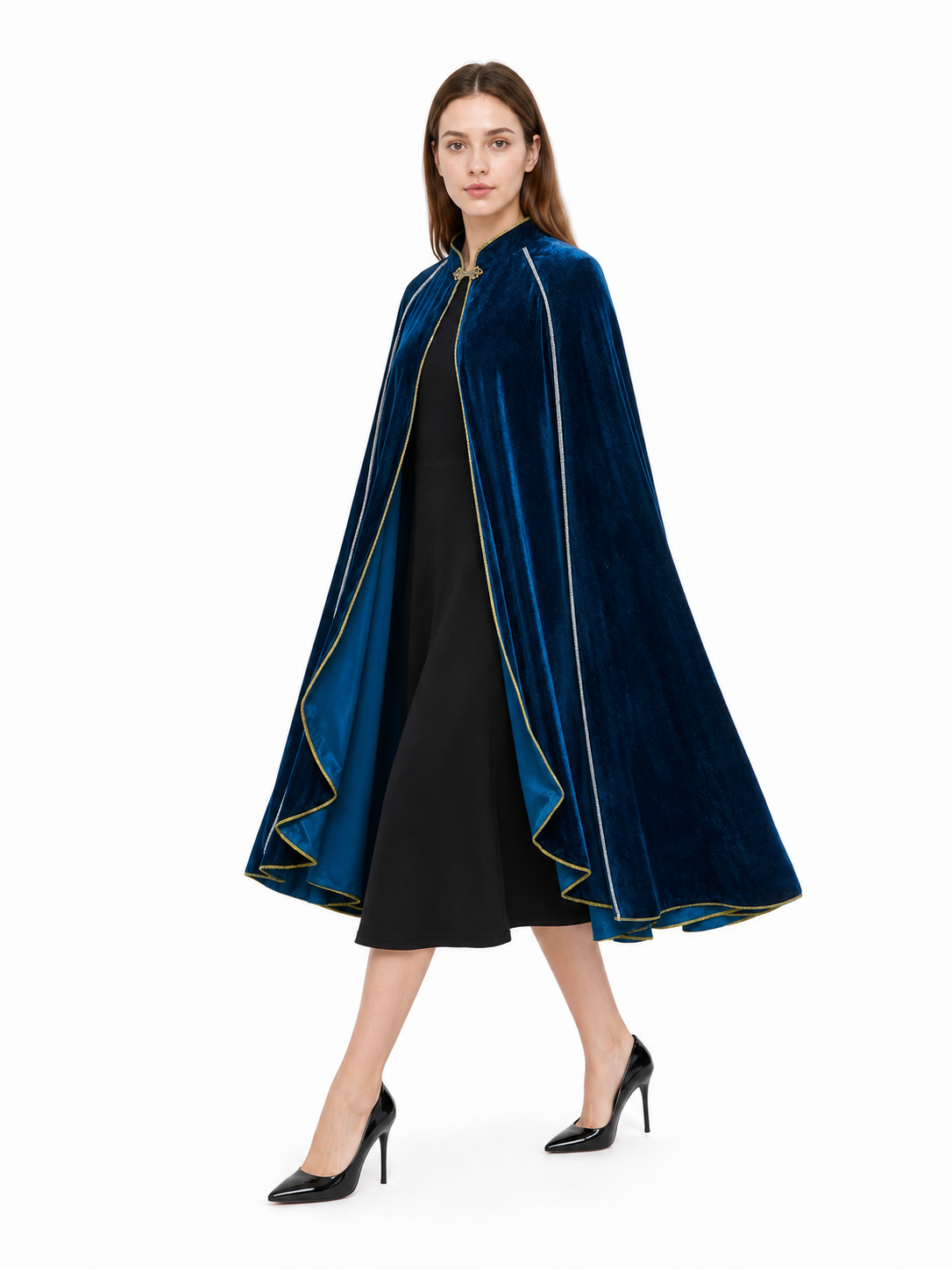 Dark Blue Hooded Costume Cape