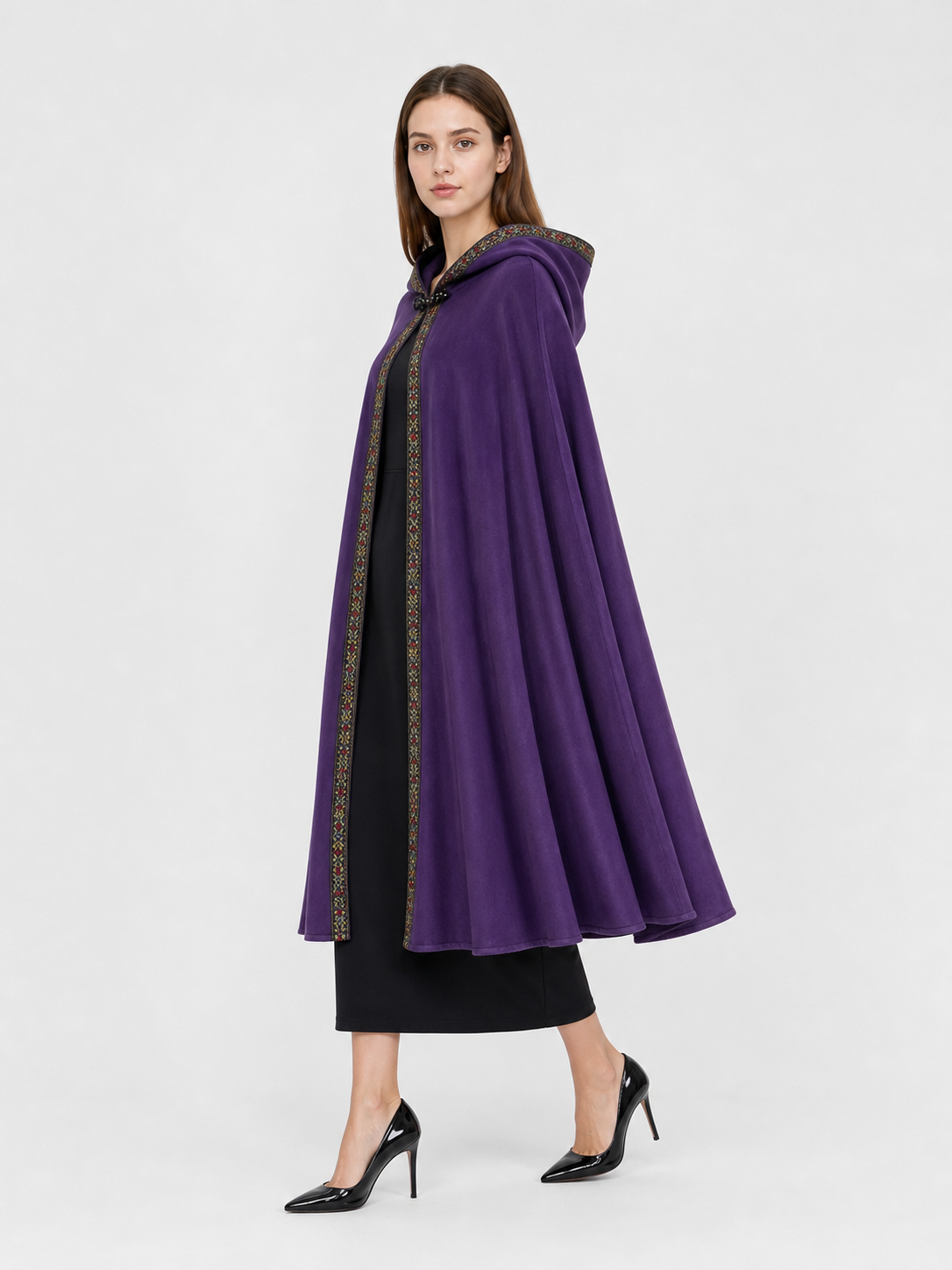 Purple Hooded Velvet Costume Cape product view 34
