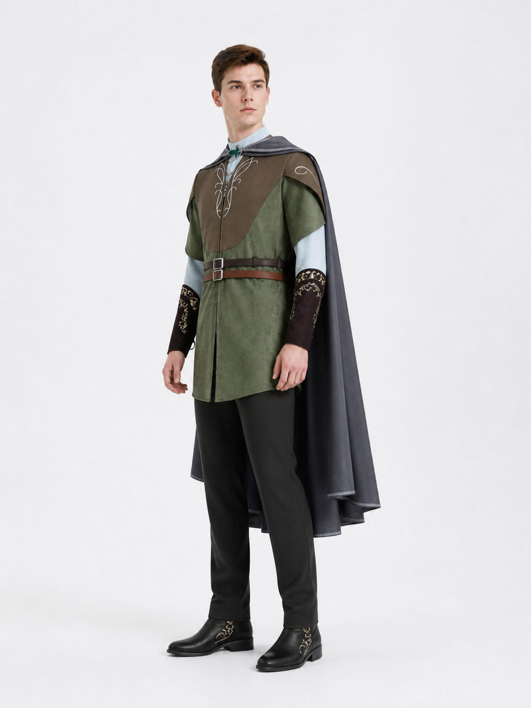 Legolas Cosplay Costume with Cape and Belts side view