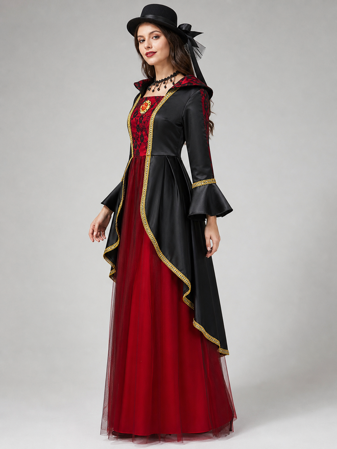 Costume Dress with Hat and Collar for Cosplay