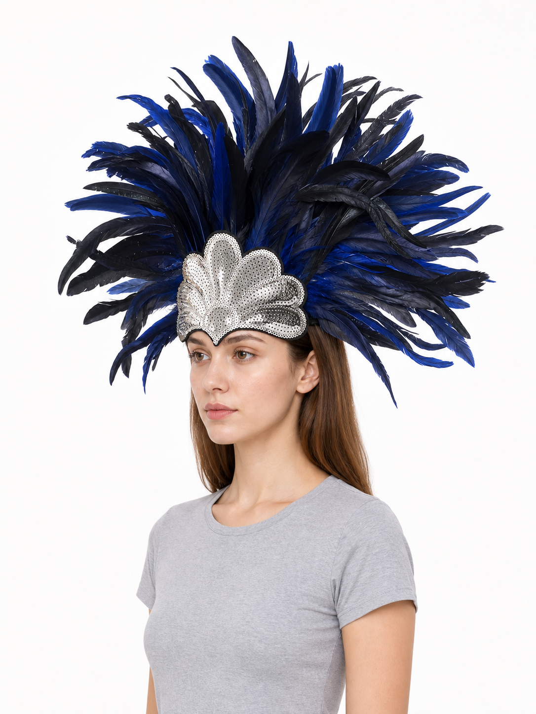 Carnival Headpiece with Blue Feathers