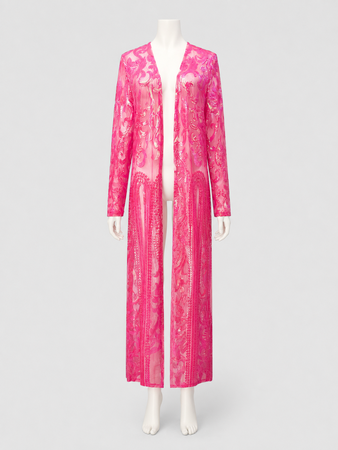 Long Cardigan with Sequins and Baroque Embroidery