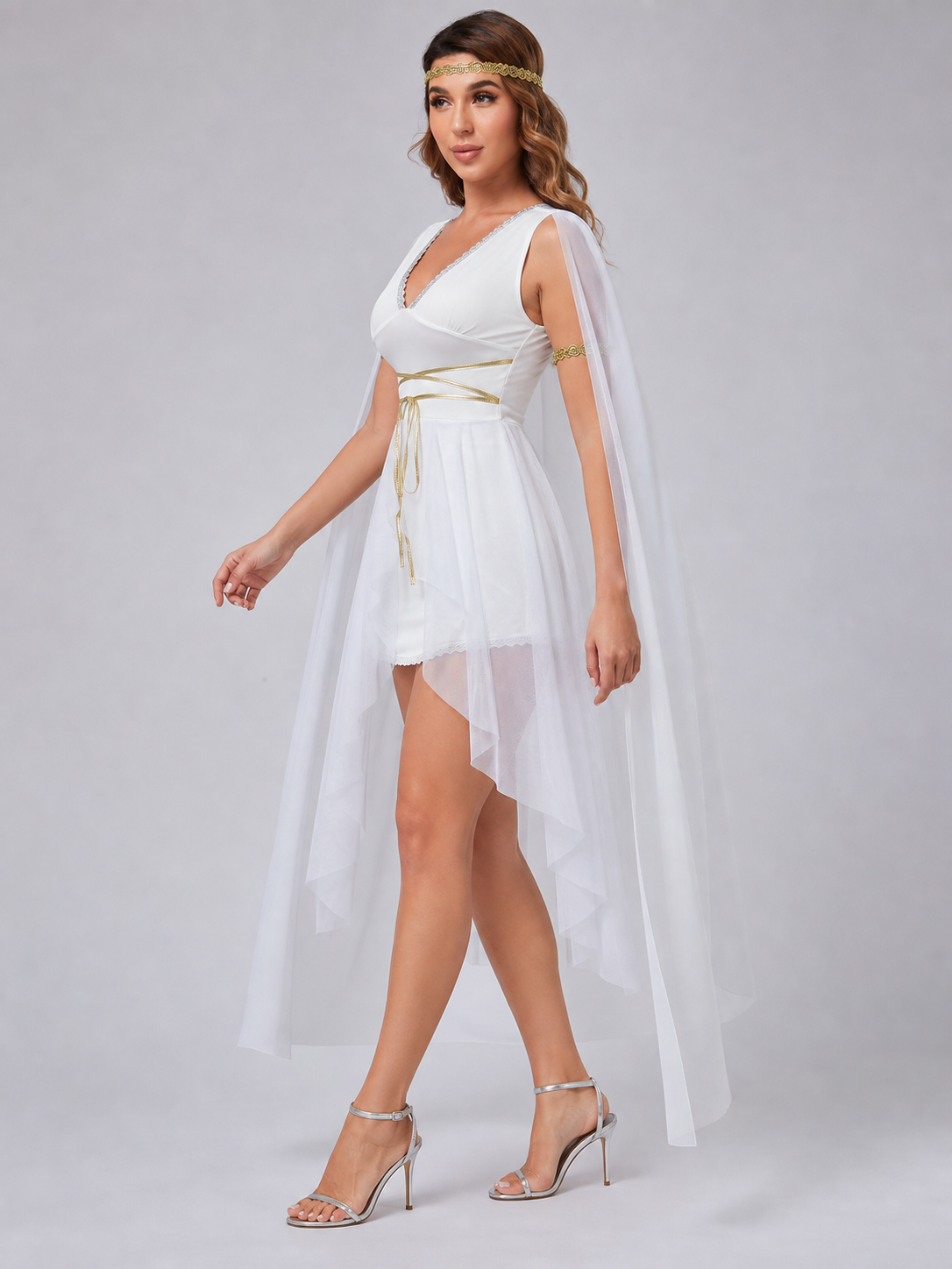 Cleopatra Costume Dress with Cape and Gold Details