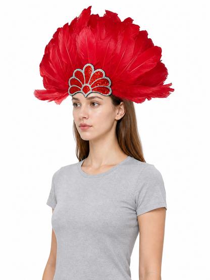 Carnival Headpiece with Red Feathers