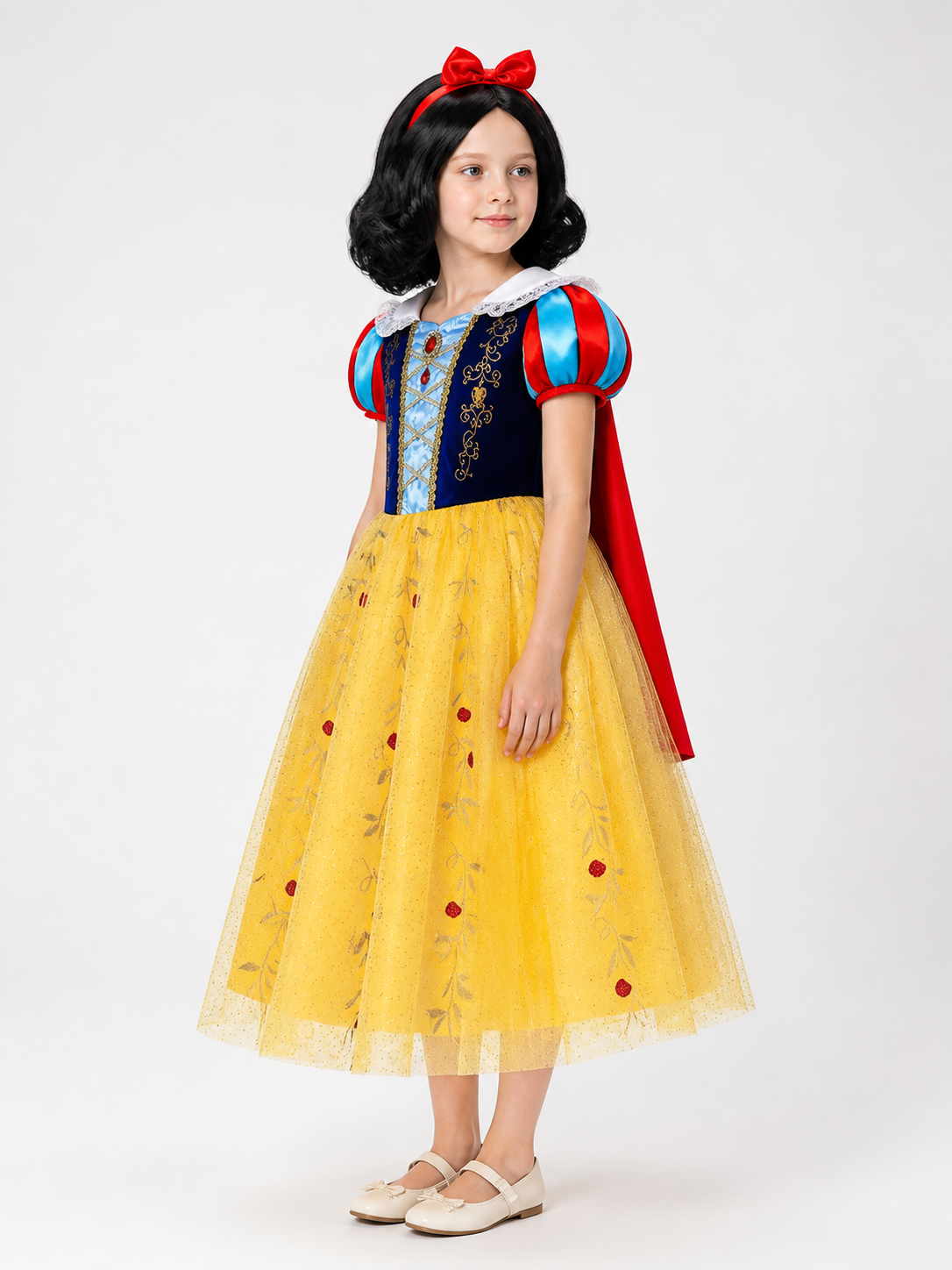 Princess Costume with Cape and Wig side view