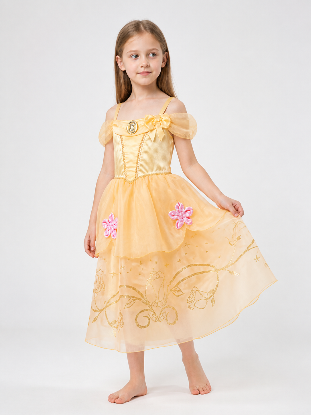 Princess Costume in Pink and Gold Tones side view