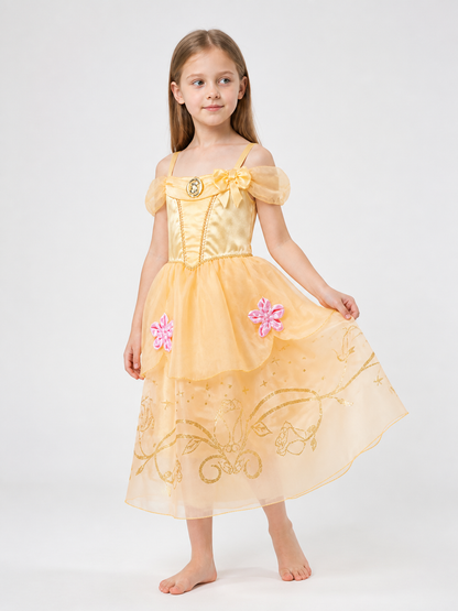 Princess Costume in Pink and Gold Tones side view